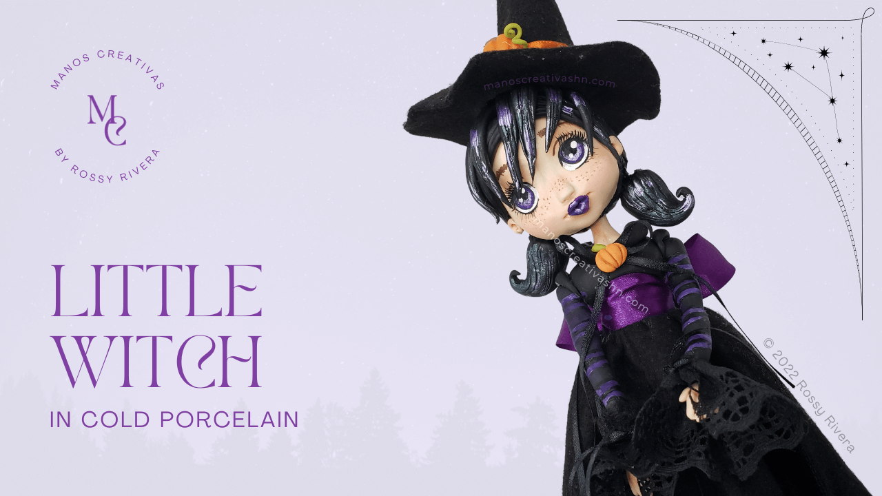 How to make a Goth Witch Girl Doll in Cold Porcelain Clay for Halloween