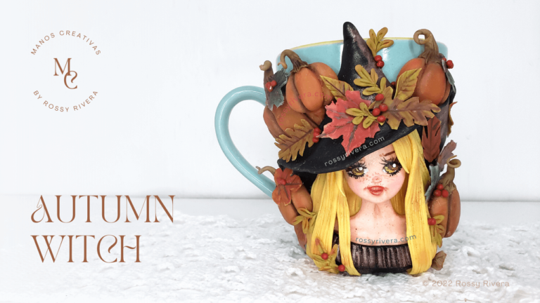 How to make an Autumn-themed Witch Mug in cold porcelain clay