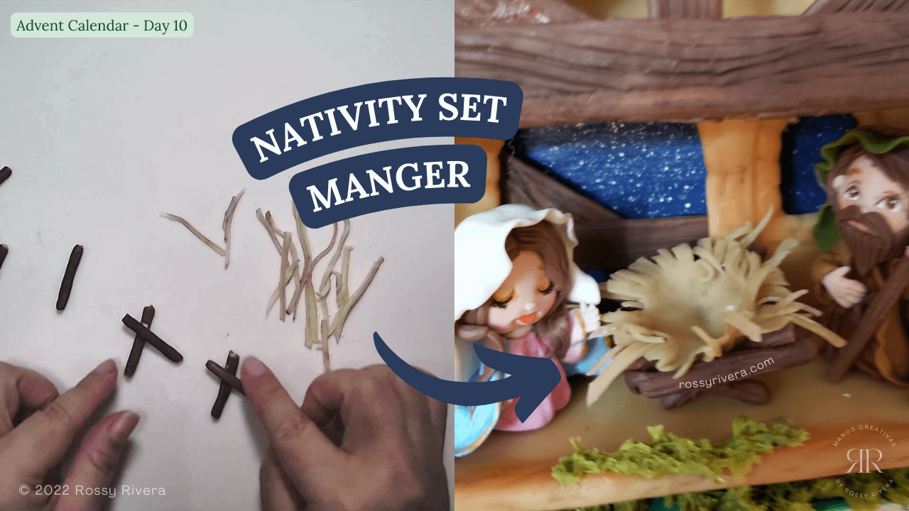 Day 10: How to make a miniature manger in cold porcelain clay